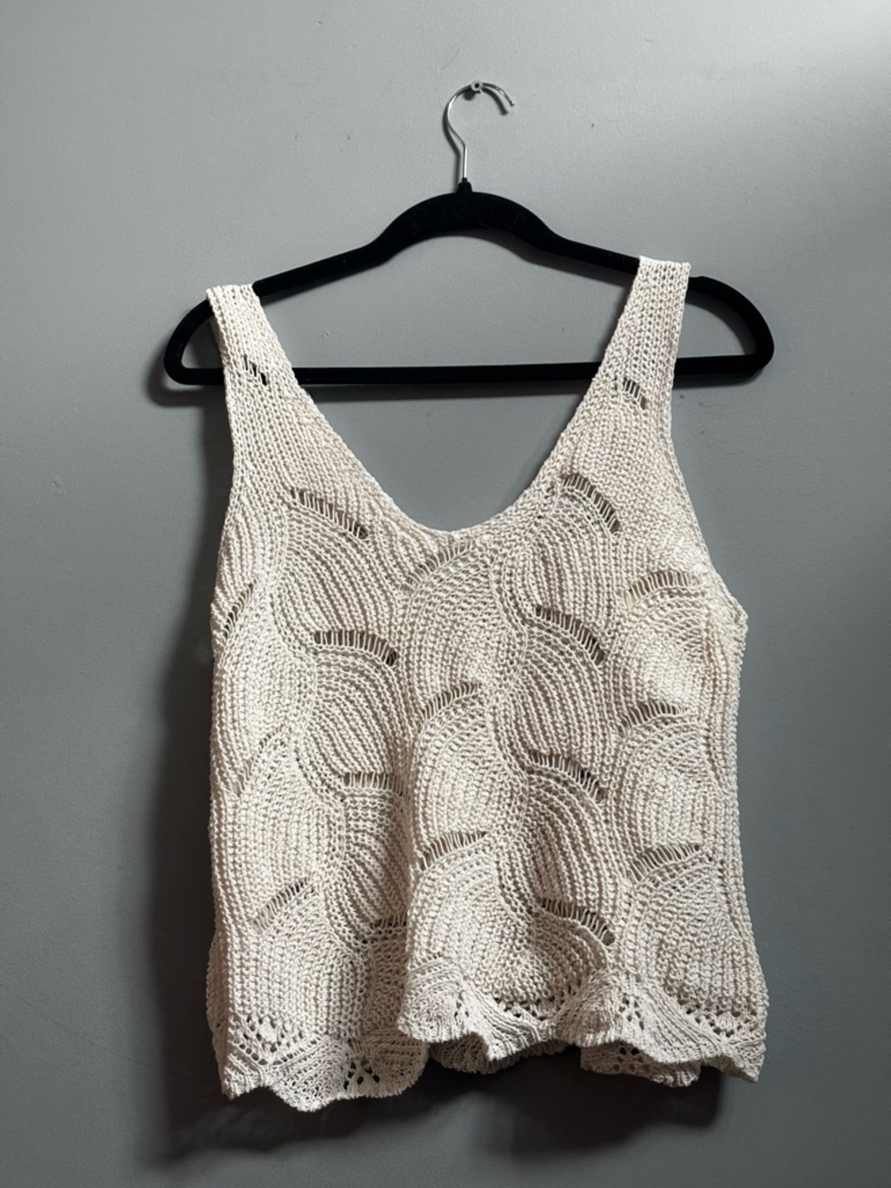 Francesca's Collections Cream Crochet Tank Top